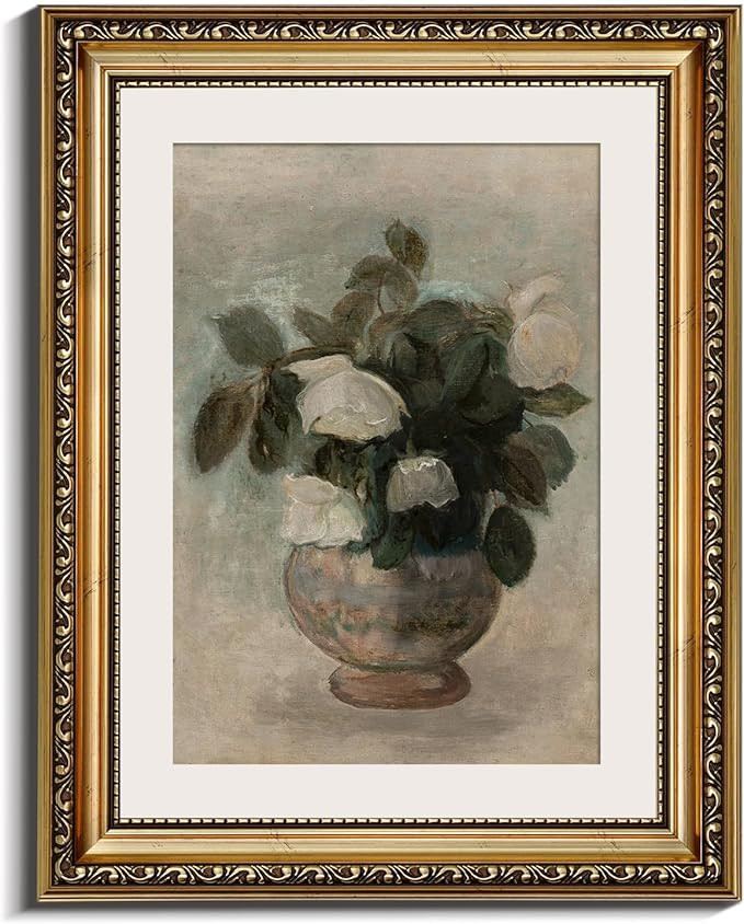 InSimSea Retro Gold Framed Wall Art, Home Room Rose Flower Vintage Wall Decor, Canvas Print Artwo... | Amazon (US)