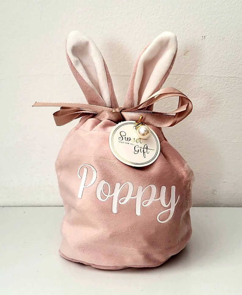 Personalised Easter Bags Gift Pouch Velvet Bunny Bag | Etsy | Etsy (US)