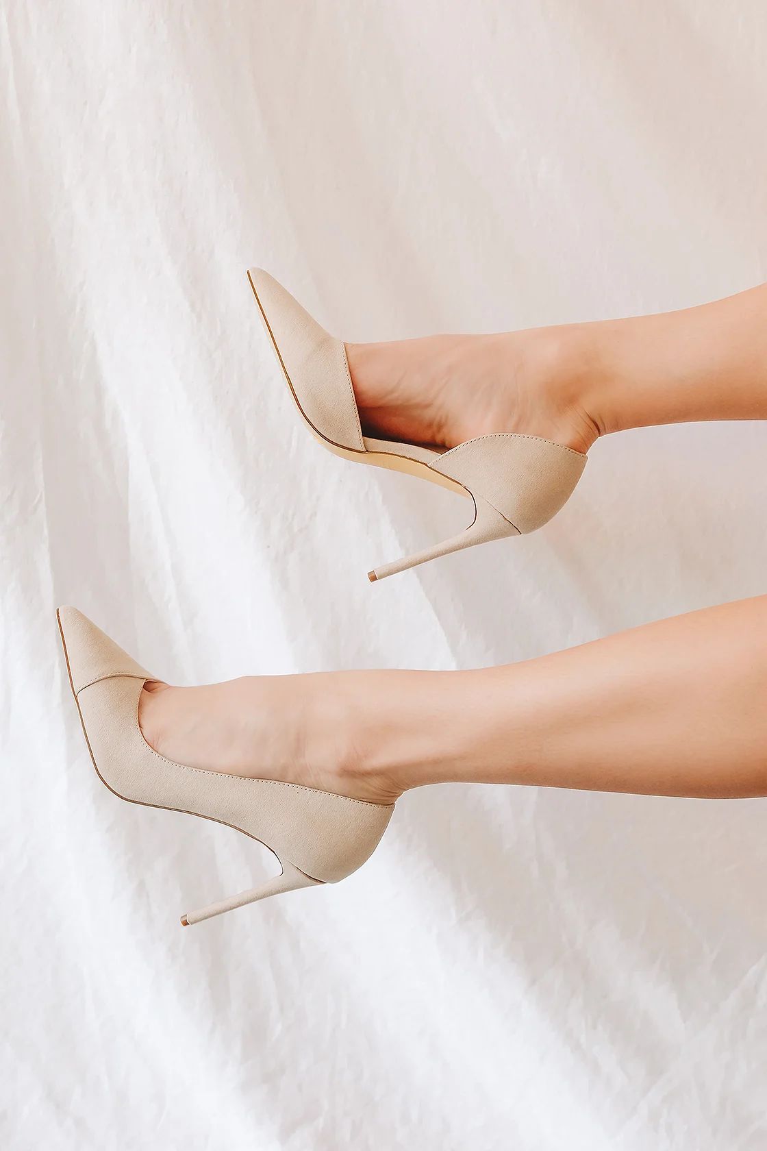 Satsuki Light Nude Suede Pointed-Toe D'Orsay Pumps | Lulus (US)