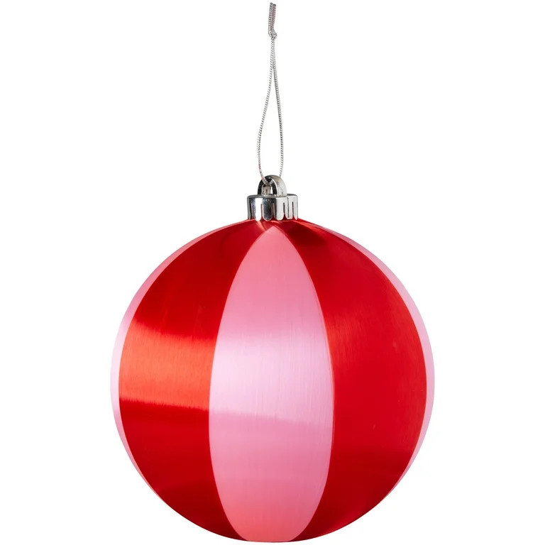 Pink and Red Stripe Jumbo Ornament, 6 inch, by Holiday Time - Walmart.com | Walmart (US)