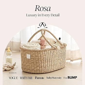 BEBE BASK Premium Baby Diaper Caddy Organizer - Artisan-Made Seagrass Basket With Cotton Divider ... | Amazon (US)