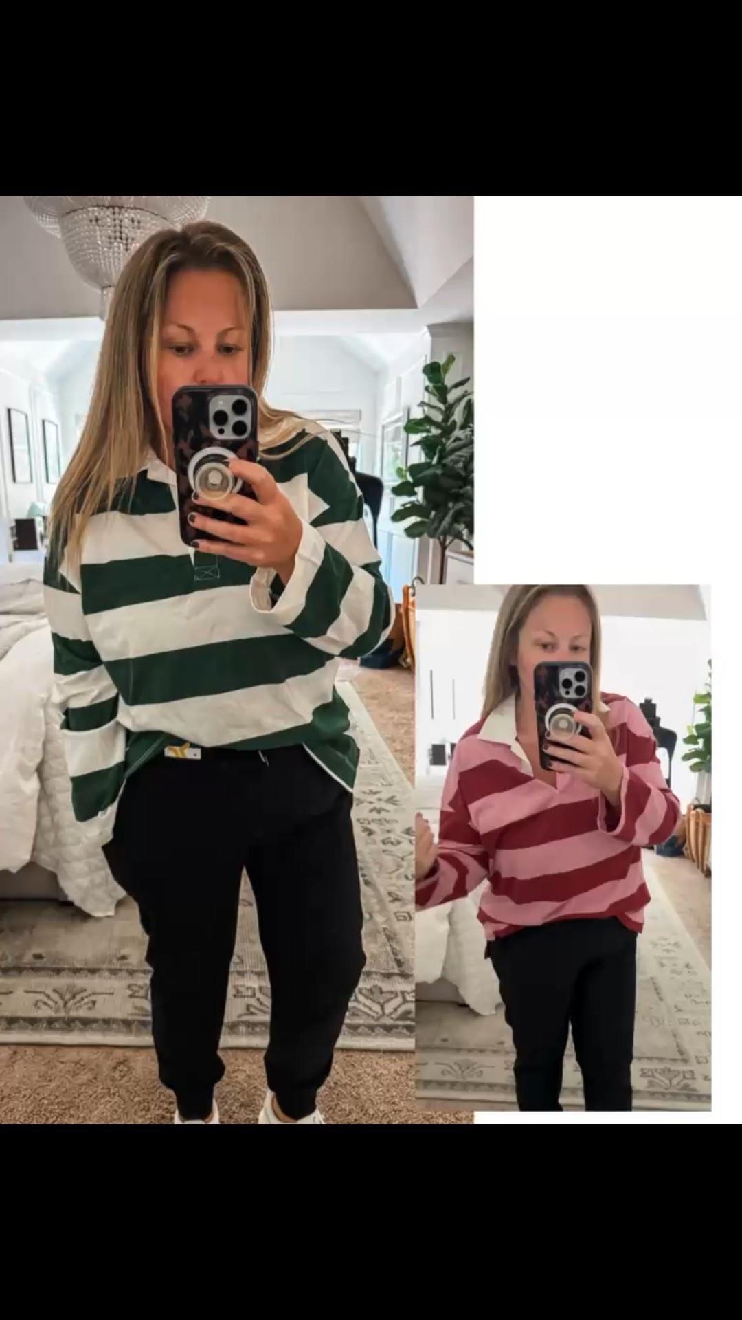 I love the look of a striped rugby shirt and these definitely fit the bill! It’s the perfect topper for jeans, leggings and joggers and currently on BOGO SALE! The joggers are BOGO too! fall outfit casual outfit travel outfit sports event outfit striped shirt 

#LTKSaleAlert #LTKActive #LTKFindsUnder50