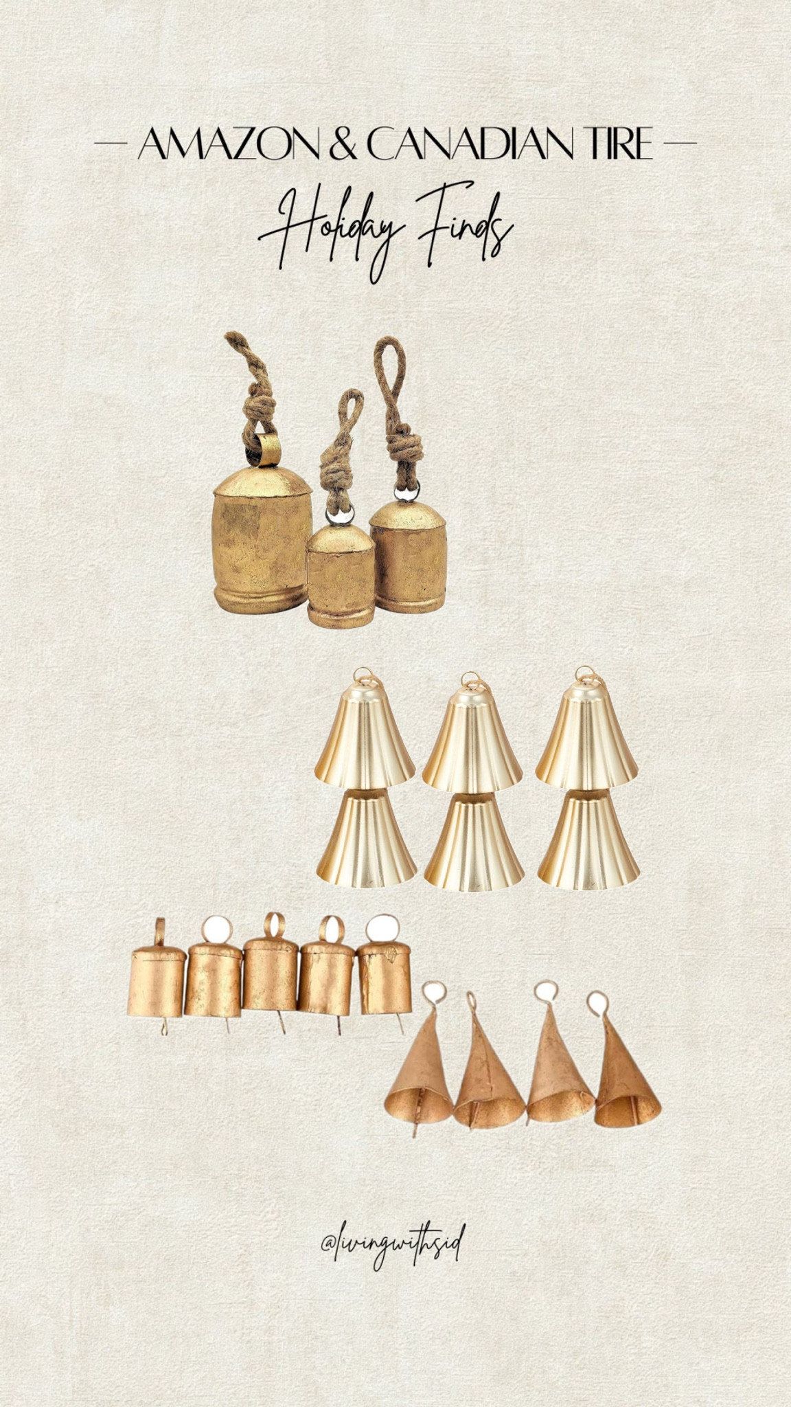 Look no further if you are still on a hunt for bells for the holiday season. These from Amazon and Canadian Tire are so affordable, versatile and look amazing. 

Amazon Canada | Canadian Tire | Holiday decor | Holiday season 
#holidaydecorations #holidayseason #christmasdecor 

#LTKcanada #LTKgiftguide #LTKsale