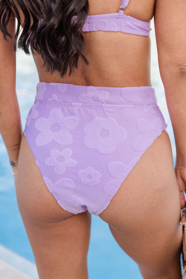 Cancun Kisses Orchid Purple Daisy Terry Bikini Bottoms FINAL SALE | Pink Lily