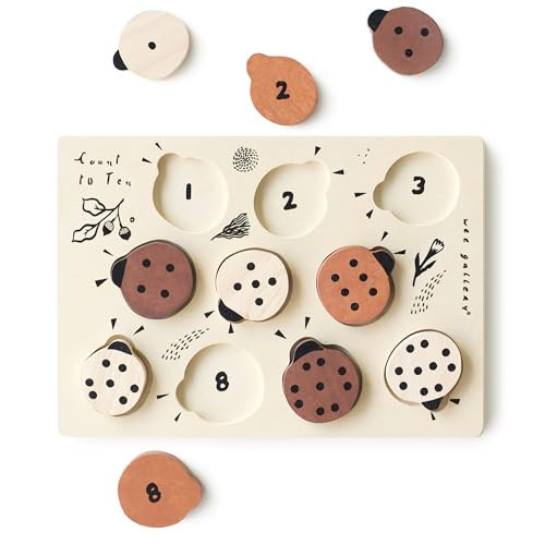 Wee Gallery Wooden Tray Puzzle Count to Ten Ladybugs, Montessori Toy for Toddlers and Preschoolers for Early Learning and Fine Motor Skill Development, Sustainable Educational Puzzle for Kids | Amazon (US)