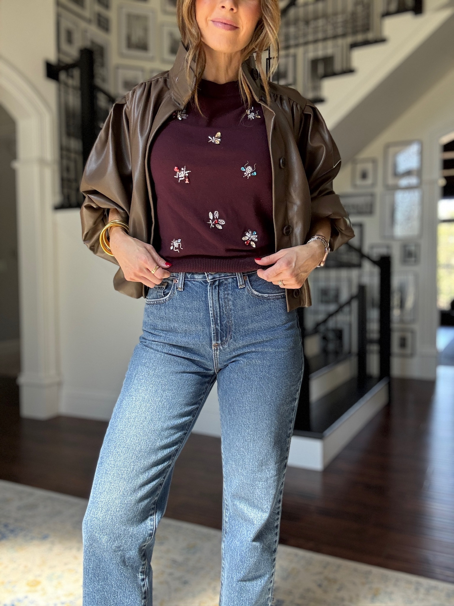@Walmart $28 top paired with @stevemadden-us jacket + @Quince  Bella jeans (26R)

#LTKgrwm