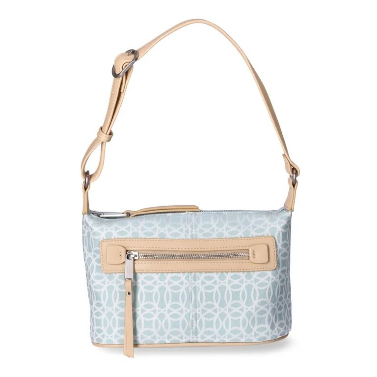 Time and Tru Women's Kai Shoulder Handbag, Ocean Breeze and Beige Jacquard | Walmart (US)