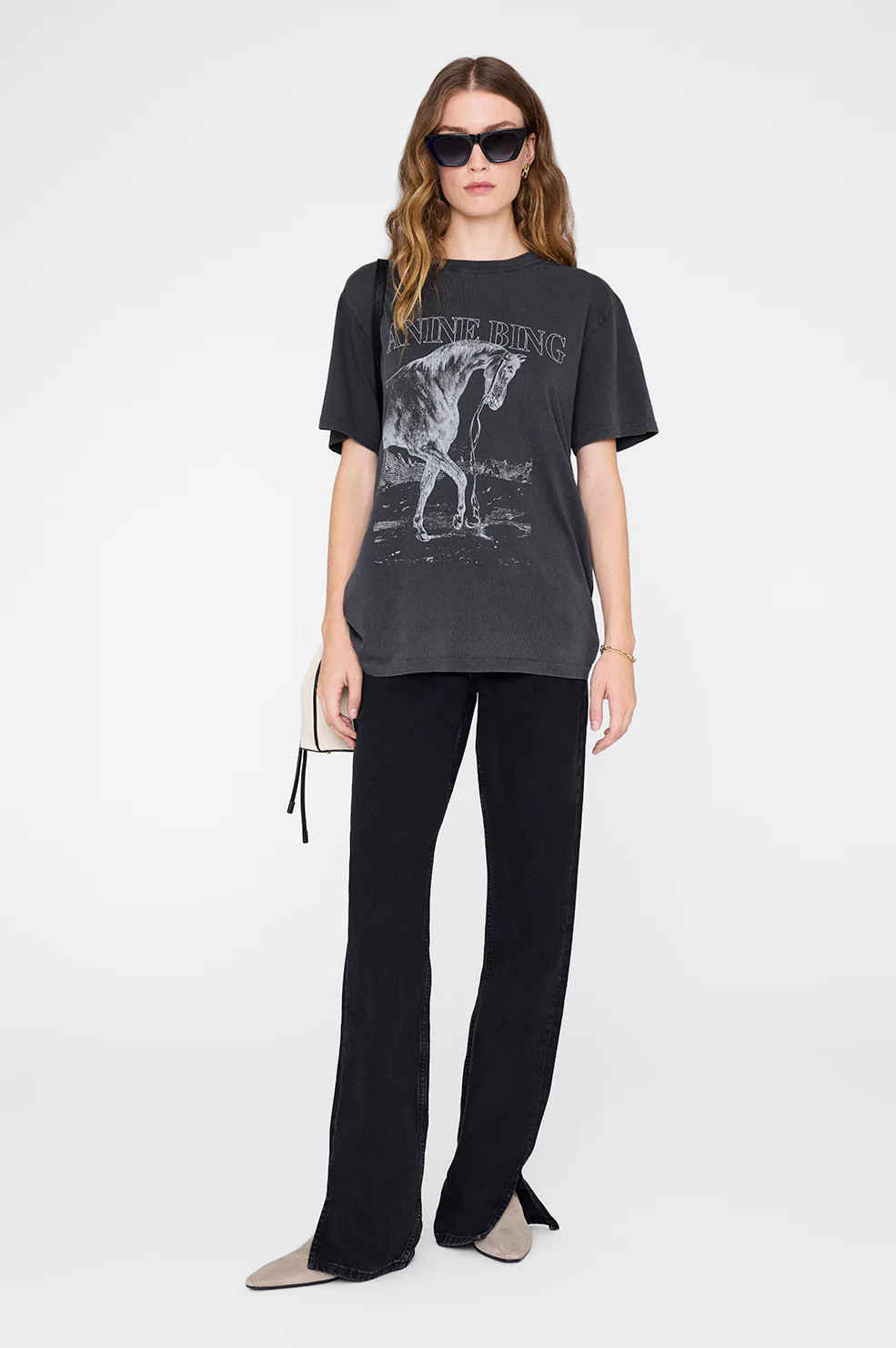 Lili Tee Horse - Washed Black | Anine Bing