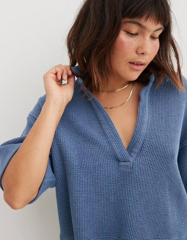 Aerie Wonder Short Sleeved Polo Sweatshirt | American Eagle Outfitters (US & CA)
