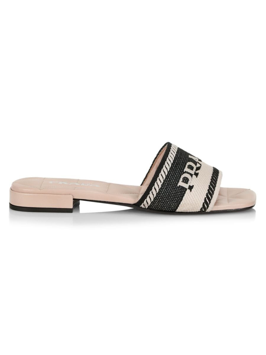 Logo Embroidered Slide Sandals | Saks Fifth Avenue