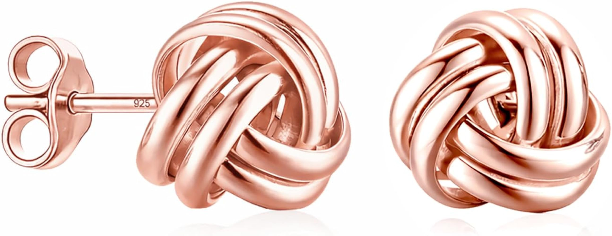 LeCalla 925 Sterling Silver Love Knot Stud Earrings | Sterling Silver Italian Classic Thick Knot ... | Amazon (US)