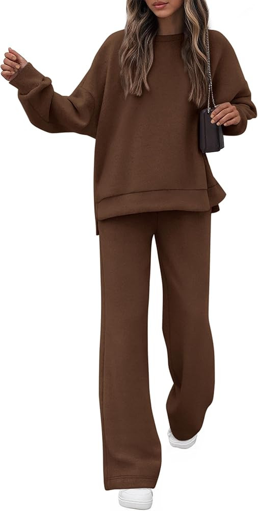 KIRUNDO Fall Sweatsuits Women 2 Piece Outfit Lounge Sets 2025 Matching Airport Oversized Sweatshi... | Amazon (US)