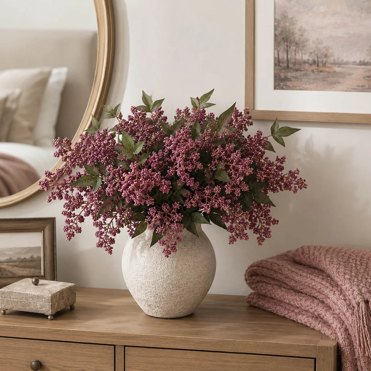 6 Piece Artificial Nandina Berry Stems with 17 Inch Faux Branches | Wayfair North America