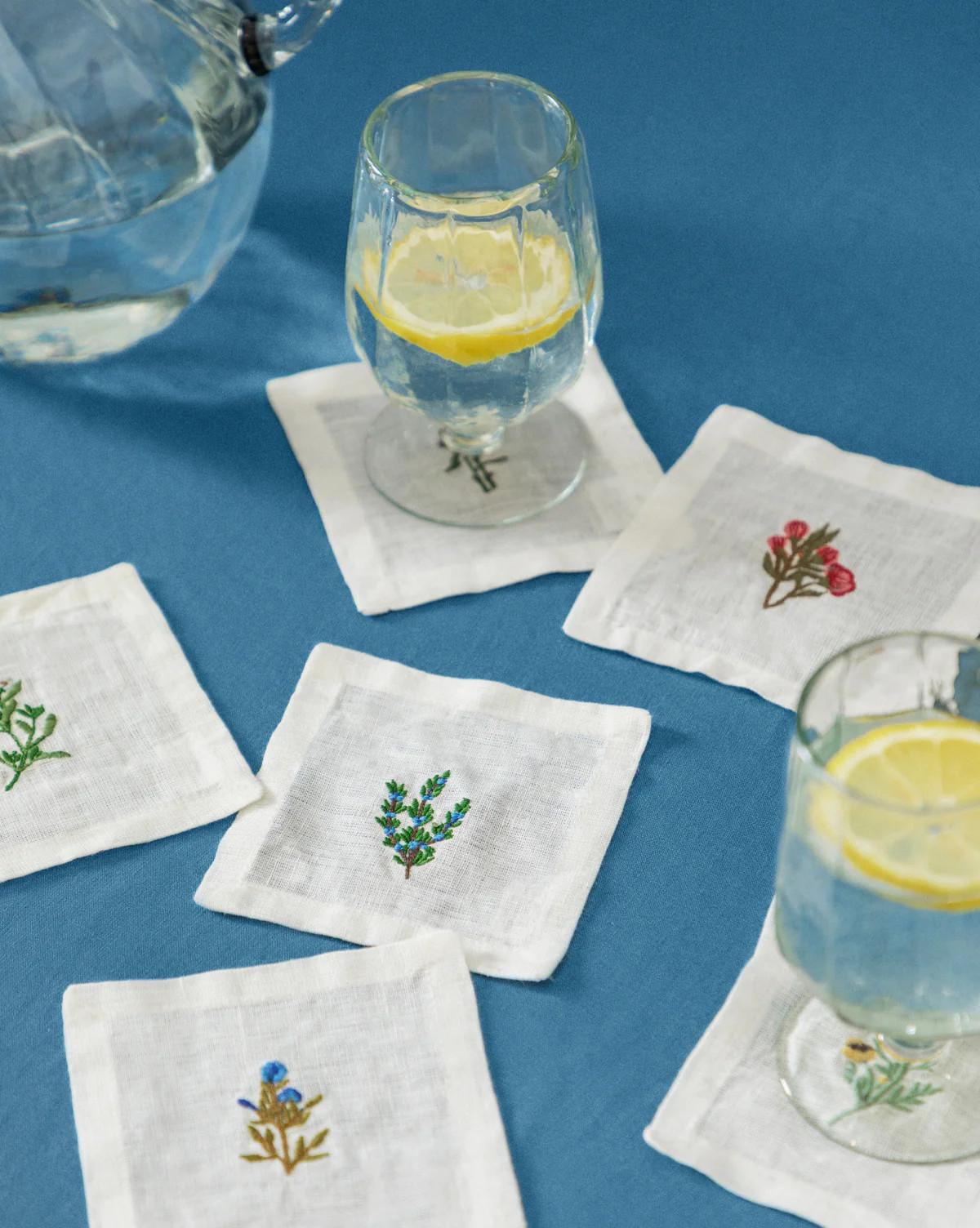 Assorted Floral Motif Linen Cocktail Napkins (Set of 6) | McGee & Co. (US)