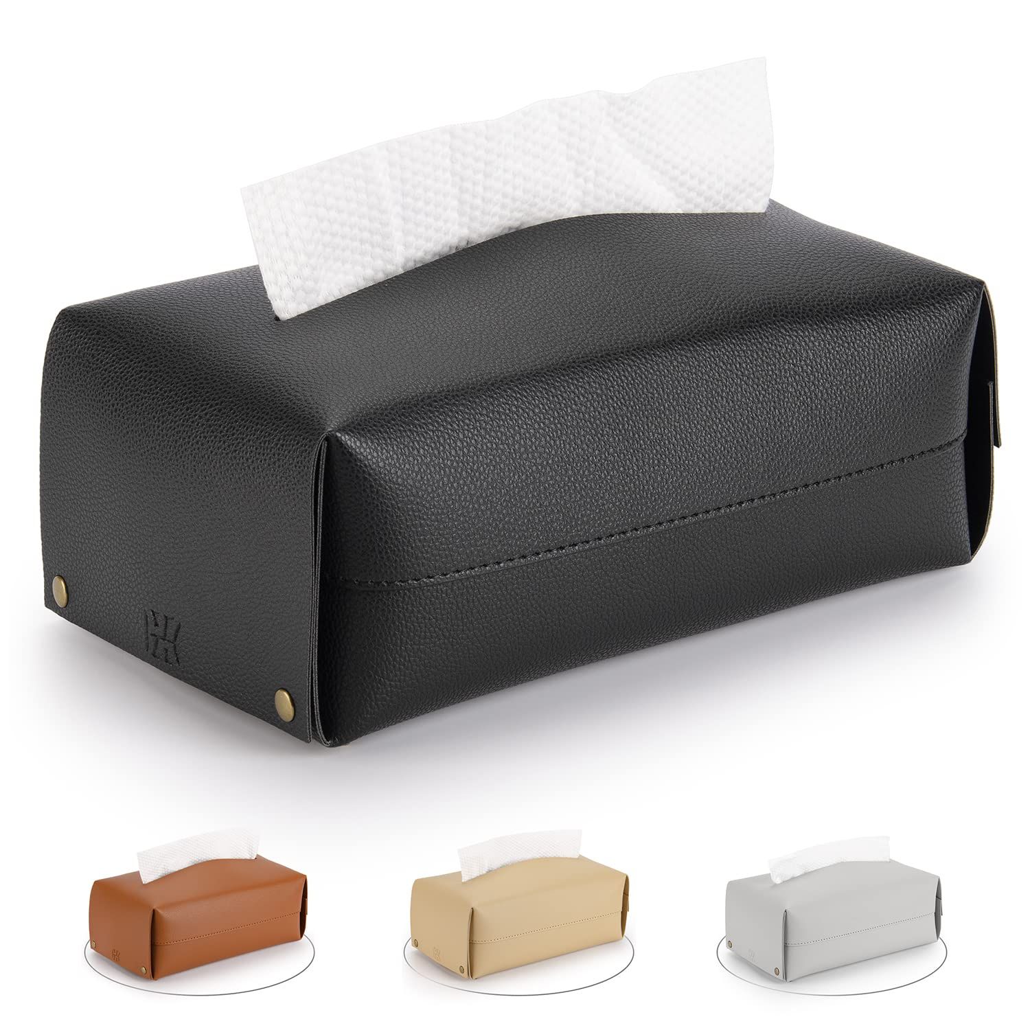HELMDY Tissue Box Cover Rectangular: Modern Decorative PU Leather Tissue Box Organizer Holder 9.8... | Amazon (US)