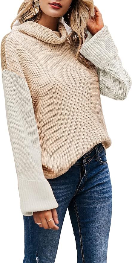 BerryGo Women's Long Sleeve Turtleneck Sweater Knit Pullover Casual Sweater | Amazon (US)