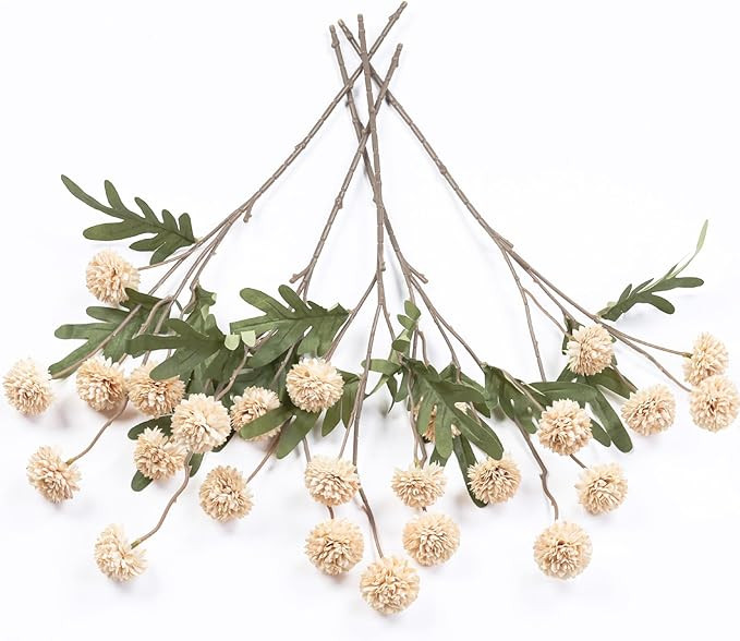5pcs Beige Faux Flowers for Vase,Bulk Artificial Flowers with Stems,Mini Fake Silk Mums for DIY W... | Amazon (US)