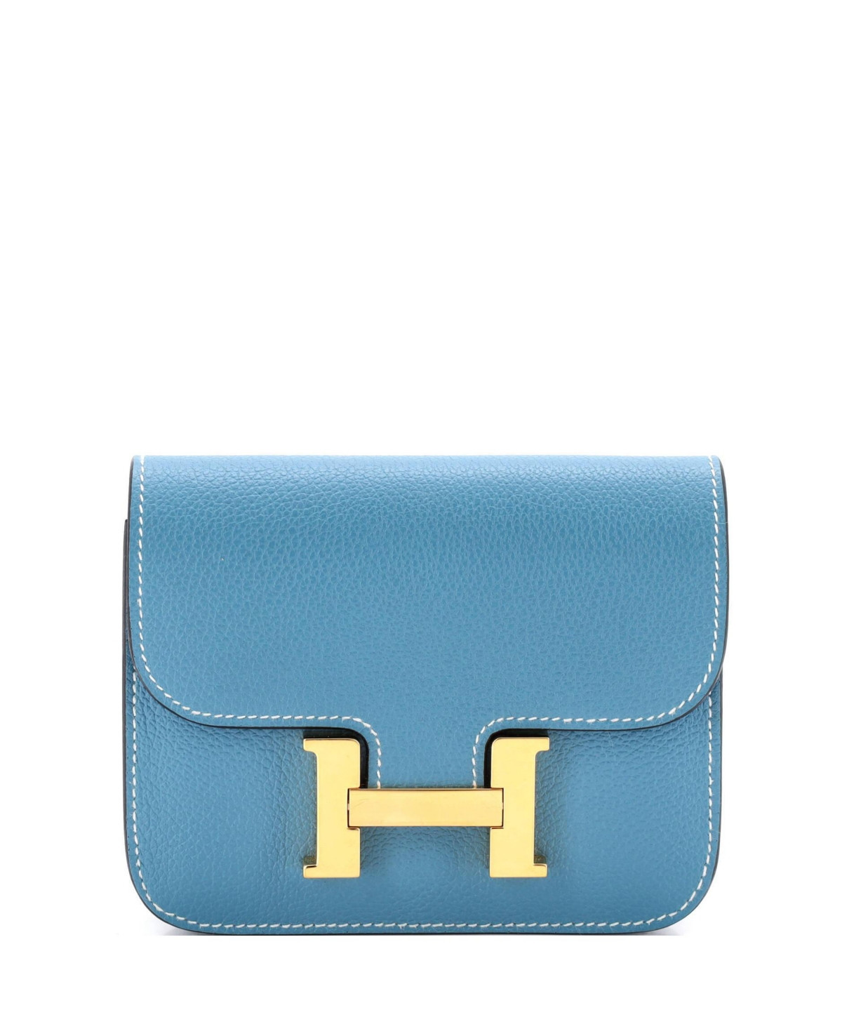Pre-Owned HERMES Constance Slim Wallet Evercolor - Blue | Macy's