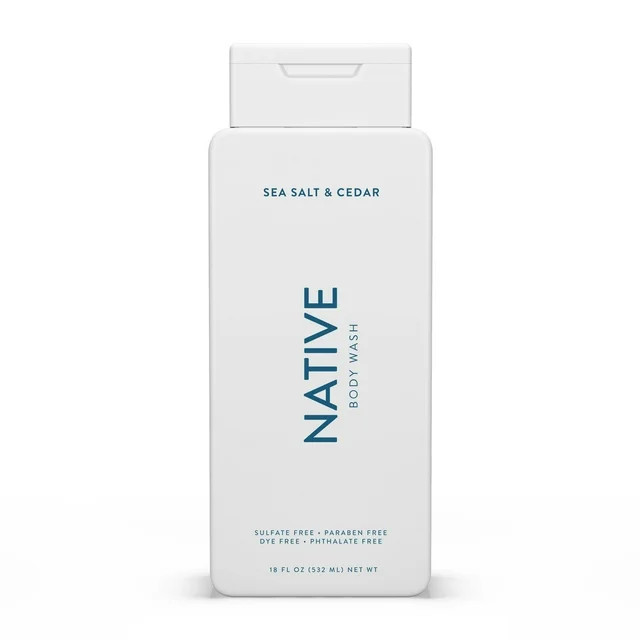 Native Natural Body Wash, Sea Salt & Cedar, Sulfate Free, 18 oz - Walmart.com | Walmart (US)