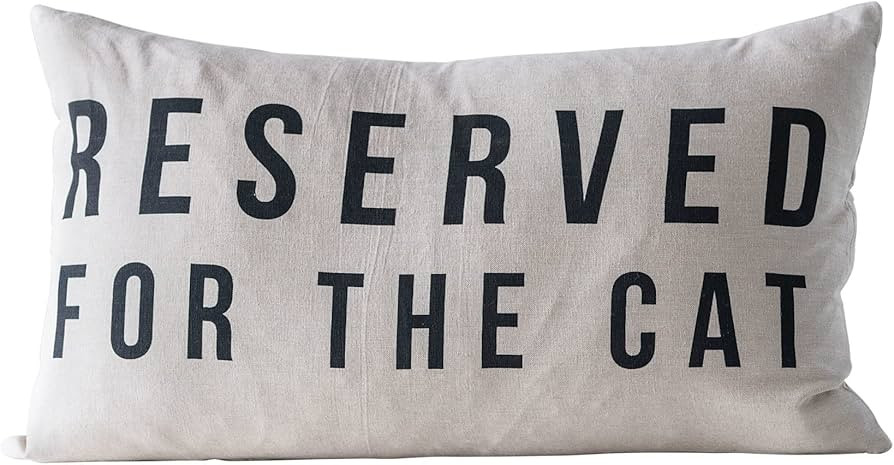 Creative Co-Op Reserved for The Cat Cotton Pillow, 1 Count (Pack of 1) | Amazon (US)