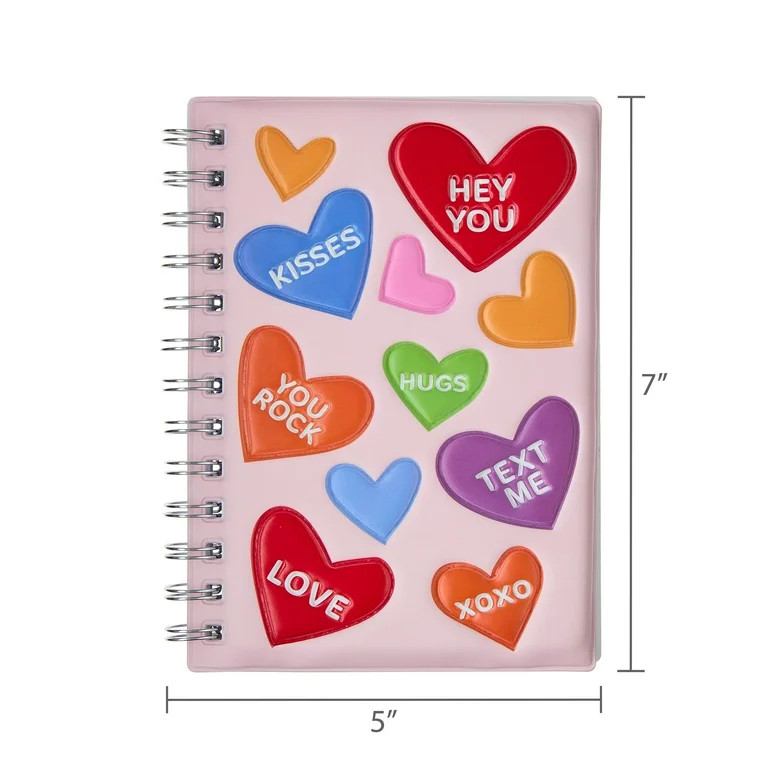 Puff Hearts Notebook, 5" x 7", Pink, 80 Pages, Valentine's Day by Way To Celebrate | Walmart (US)