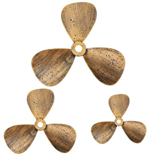 Gisafai 3 Pcs Metal Nautical Wall Art Decor Ship Wheel Airplane Propeller Wall Art Vintage Nautical Decorative Rustic Sailboat Propeller Decor for House Interior Lake Decorations | Amazon (US)