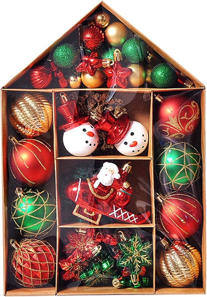70Pcs Christmas Balls Ornaments Set - Versatile Red Green Christmas Tree Ball Assorted Pendants w... | Amazon (US)
