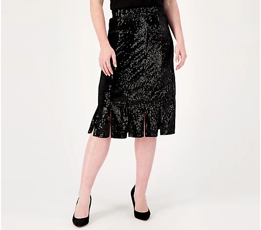 Isaac Mizrahi Live! Regular Paneled Sequin Skirt - QVC.com | QVC