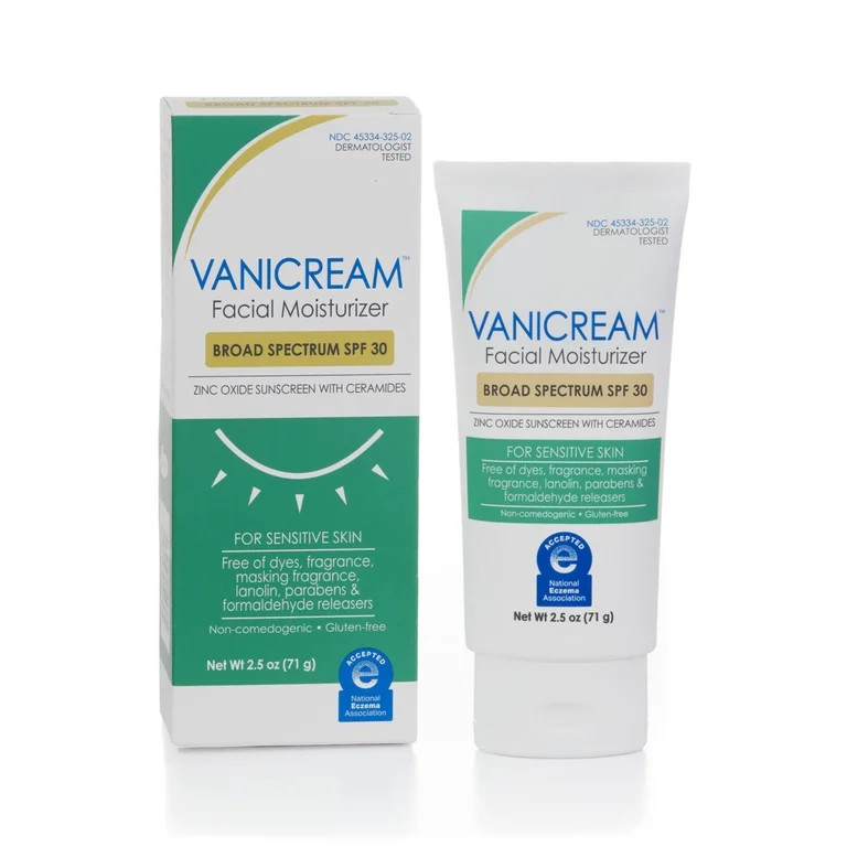 Vanicream Facial Moisturizer with SPF 30, Sunscreen with Ceramides, for Sensitive Skin, 2.5 OZ | Walmart (US)