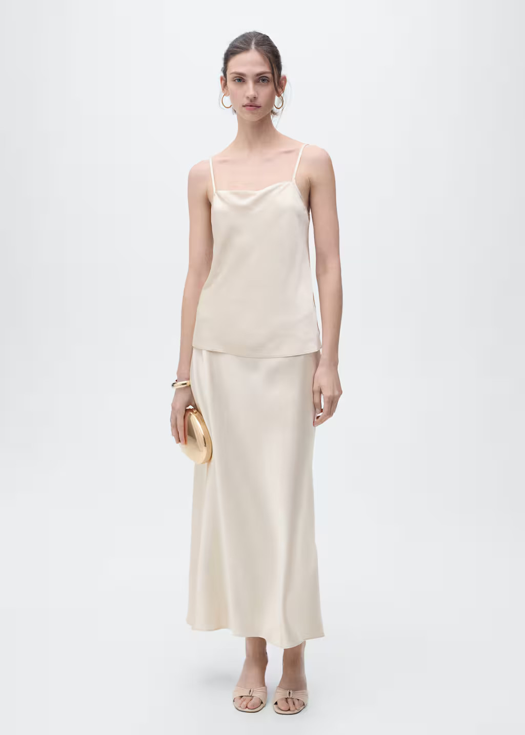 Midi satin skirt beige - Woman - S - MANGO | MANGO (UK)