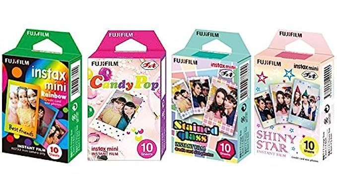 Fujifilm InstaX Mini Instant Film Rainbow & Staind Glass & Candy Pop & SHINY STAR Film -10 Sheets X  | Amazon (US)