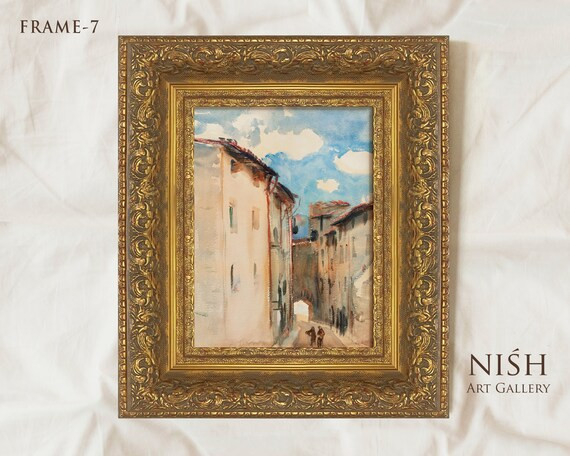 Vintage Framed European Courtyard Painting Farmhouse Kitchen - Etsy | Etsy (US)