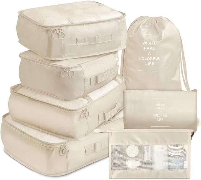 Packing Cubes, Travel Luggage Packing Organizers Set with Toiletry Bag | Amazon (US)