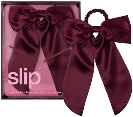 Slip Pure Silk Hair Bow – Crimson – Oversized Mulberry Silk Bow with Built-In Hair Tie – Re... | Amazon (US)