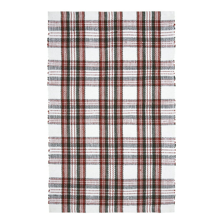 My Texas House Red/White Tartan Plaid Indoor/Outdoor Layering Rug, 24" x 38" - Walmart.com | Walmart (US)
