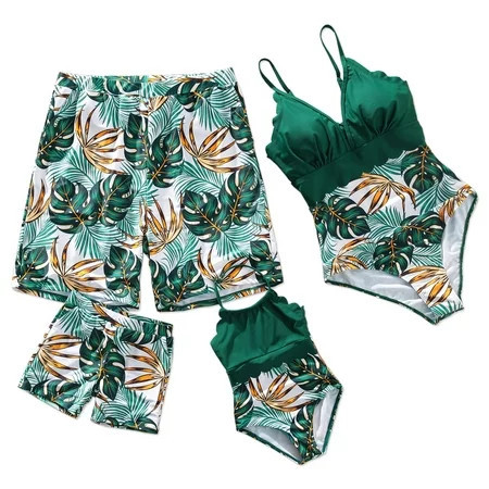 PATPAT Mommy and Me Matching Swimsuit One Piece Leaves Printed Bathing Suits Family Swimwear Matching Set Girls 2 Years | Walmart (US)