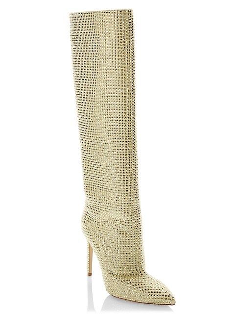 Holly Crystal-Embellished Leather Stiletto Boots | Saks Fifth Avenue