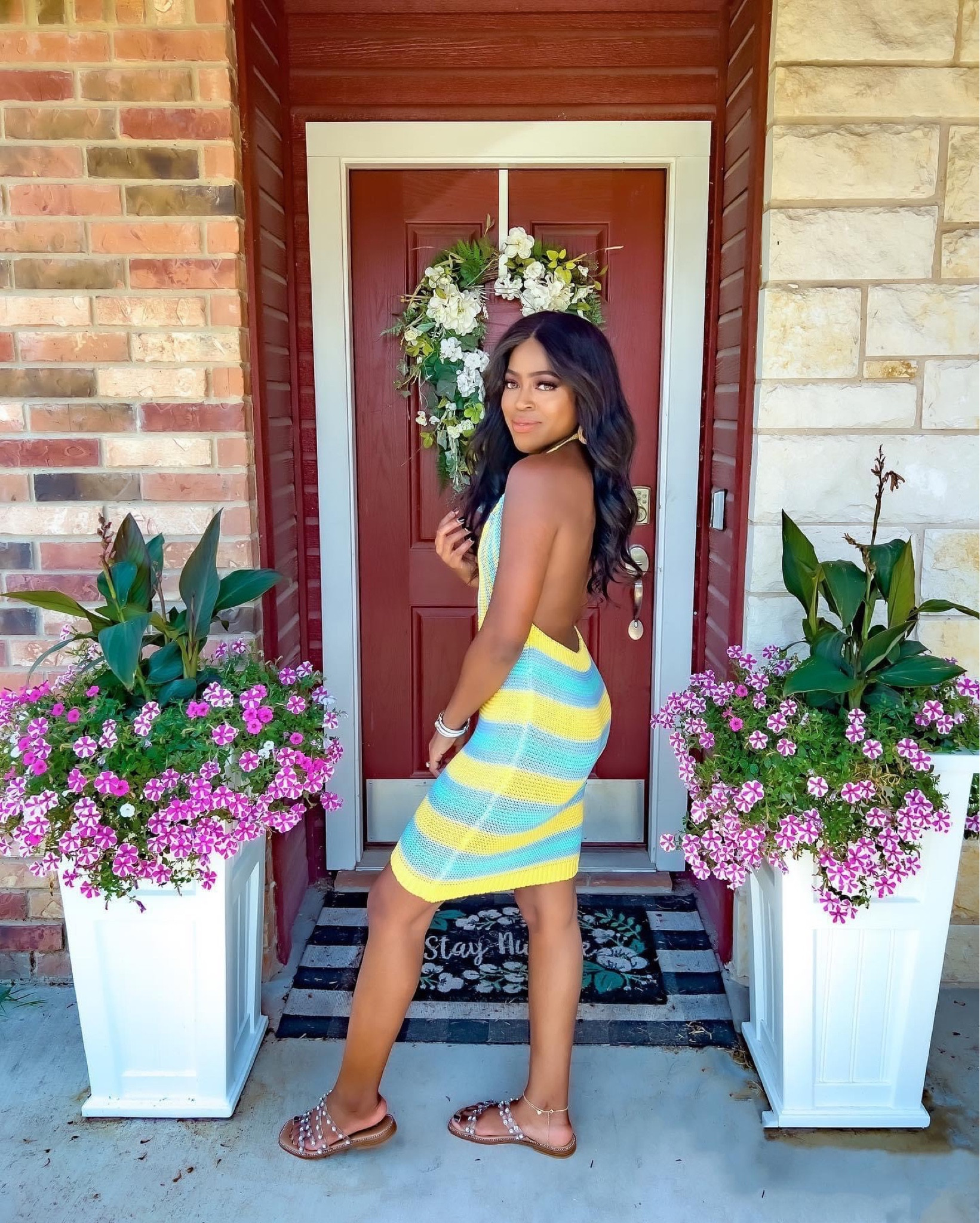 Halter dress: I am 5’4” wearing a small, crochet style, wear nude undergarments underneath and can be worn as a swimsuit coverup. I am wearing nipple covers underneath. •Sandals fit true to size.

#LTKFind #LTKshoecrush #LTKstyletip