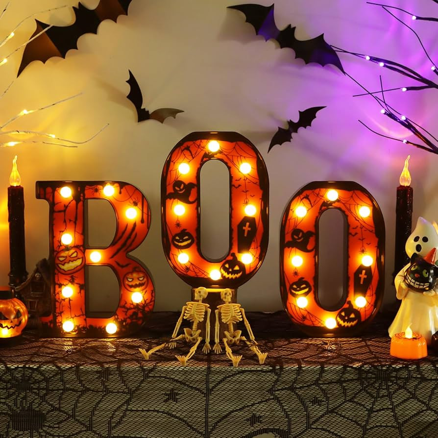 Zimati Halloween Decorations Indoor Boo Sign Mantel Decor, 8.5 in | Amazon (US)