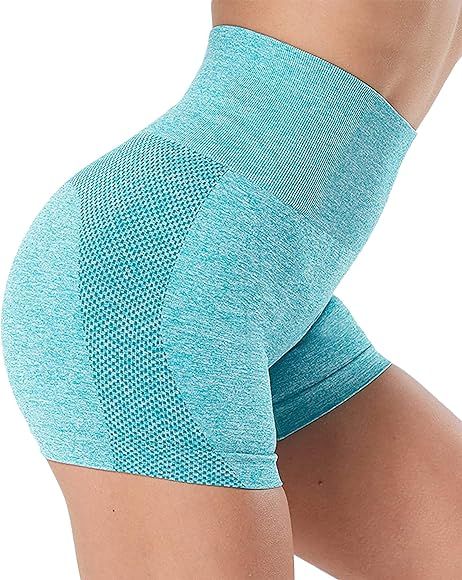 NORMOV Seamless Workout Shorts Women,High Waist Spandex Gym Shorts,Tummy Control Yoga Shorts | Amazon (US)