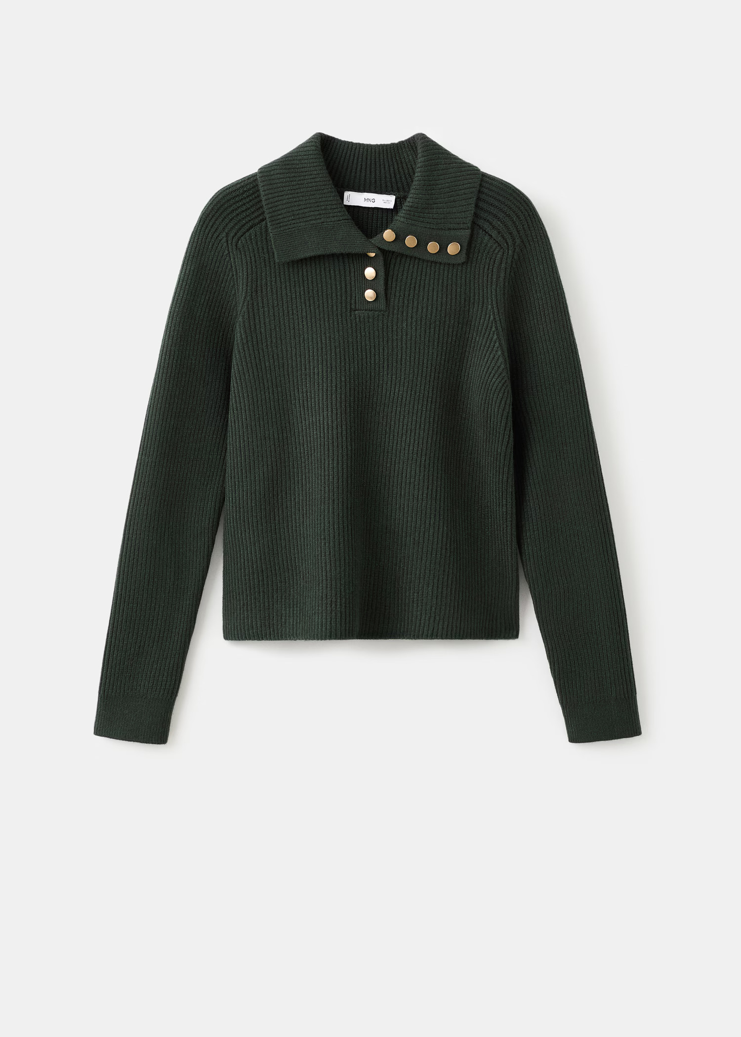 Ribbed polo-neck sweater with buttons | Mango (US/MX/AU)