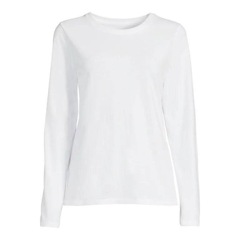 Time And Tru Women's Crewneck Tee with Long Sleeves | Walmart (US)