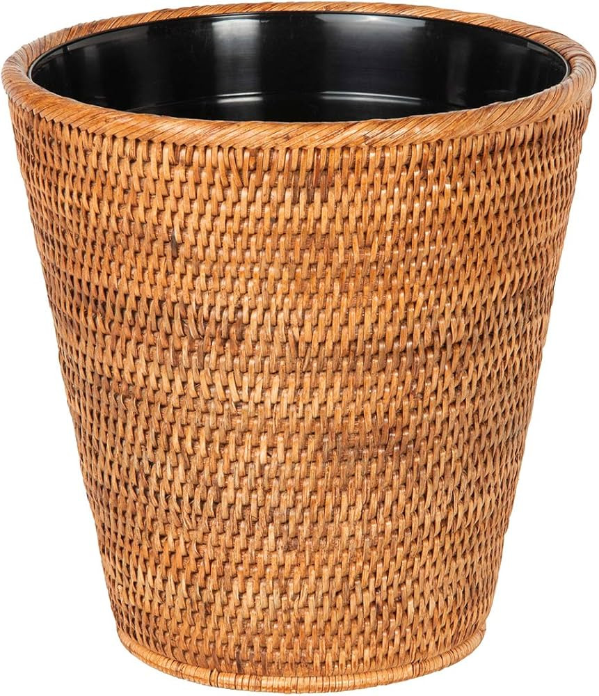 Mekomy La Jolla Rattan Plastic Insert, Honey-Brown Waste Basket | Amazon (US)