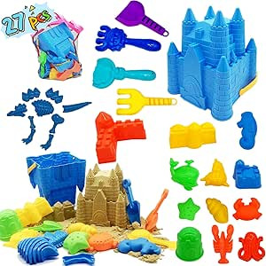 Kids Beach Sand Toys Set, 27pcs Beach Toys Castle Molds Sand Molds, Beach Bucket, Beach Shovel To... | Amazon (CA)