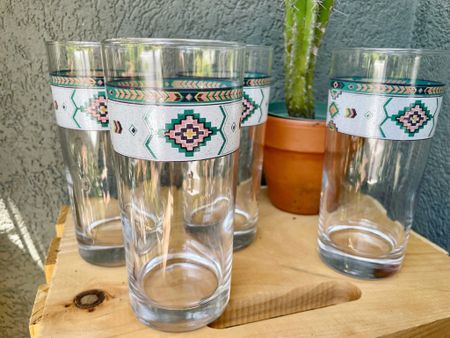 Vintage southwestern design highball glasses by Studio Nova. Glasses are from the 1980s and are no longer in production— talk about setting a unique vibe for your next get-together! 🌵 

#hostwiththemost #vintage #vintagehome #vintageglass #vintagebarware #barware #cocktail #southwestdesign 

#LTKhome #LTKunder50 #LTKFind