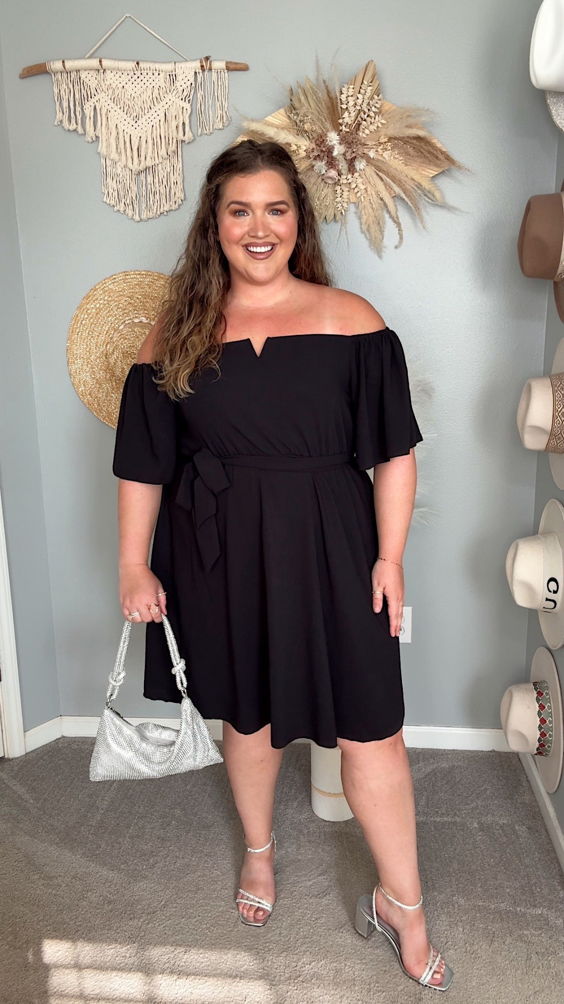 Curvy early Fall mini wedding guest dresses 🍂🥂 Little black dress off the shoulder style 
Wearing a size XXL

#LTKStyleTip #LTKPlusSize #LTKFindsUnder50