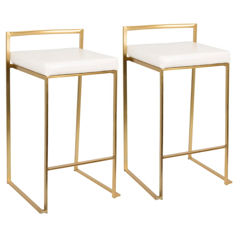 Set of 2 27"" Fuji Contemporary Counter Height Barstool White - Lumisource | Target