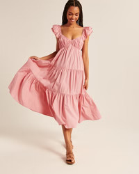 Women's Ruffle Sleeve Poplin Midaxi Dress | Women's Dresses & Jumpsuits | Abercrombie.com | Abercrombie & Fitch (US)