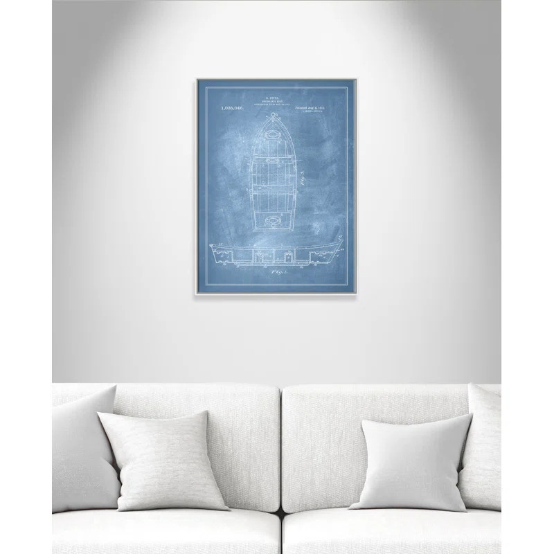 " Boat 1 Blueprint - Blue " | Wayfair North America