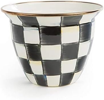 MacKenzie-Childs Courtly Check Enamel Flower Pot, Large Black-and-White Indoor Planter | Amazon (US)